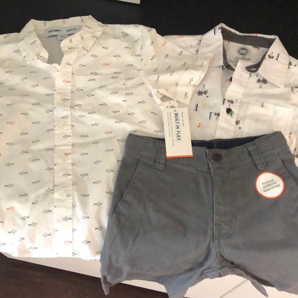 Boys button down short sleeve shirts and shorts